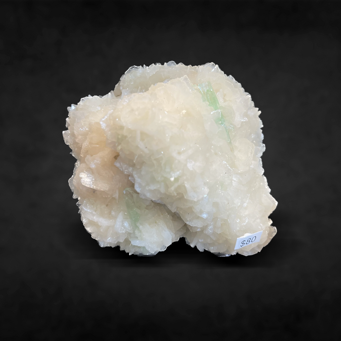 FLAT TERMINATED GREEN APOPHYLLITE WITH STILBITE