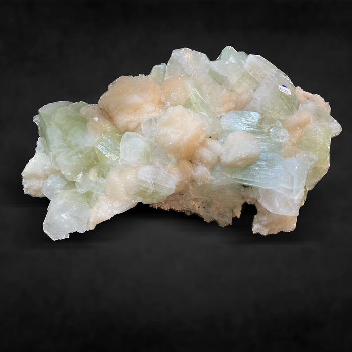 CUBIC GREEN APOPHYLLITE WITH STILBITE