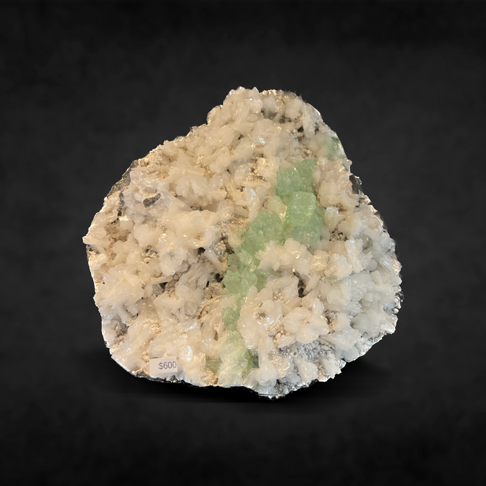 POINTED GREEN APOPHYLLITE ON STILBITE