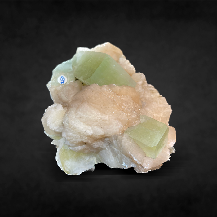 CUBIC GREEN APOPHYLLITE WITH STILBITE