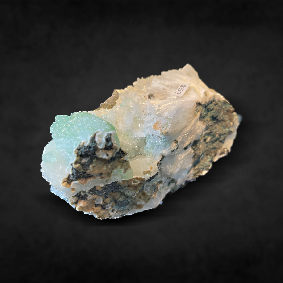 GREEN APOPHYLLITE WITH STILBITE