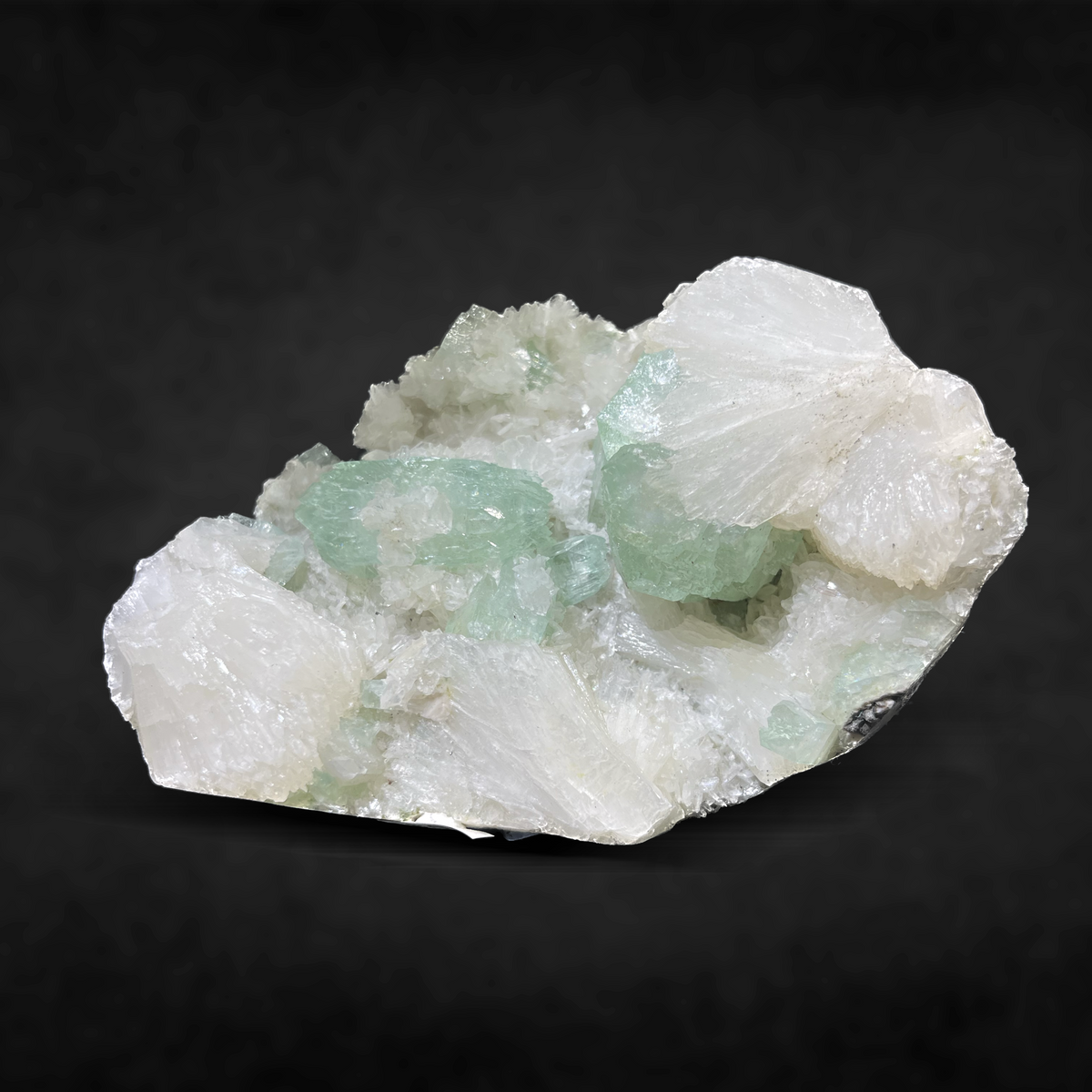 GREEN APOPHYLLITE ON STILBITE